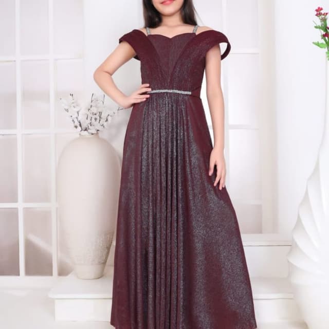 Crimson red with a metallic silver shimmer Maxi Dress