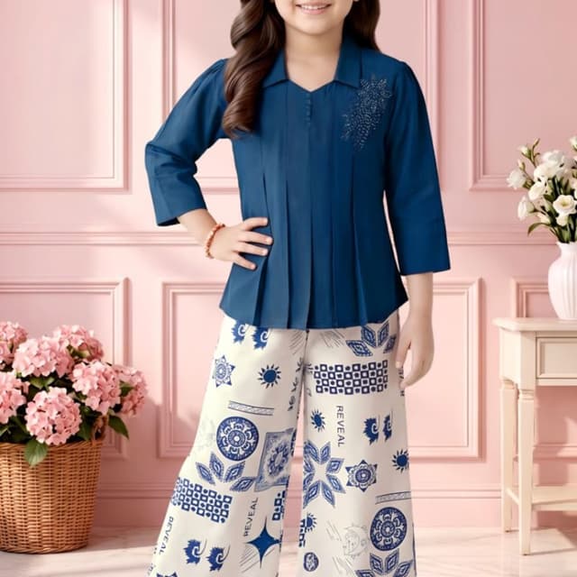 Deep blue, white Co-ord set
