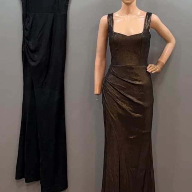 Black and metallic bronze shimmer Dress