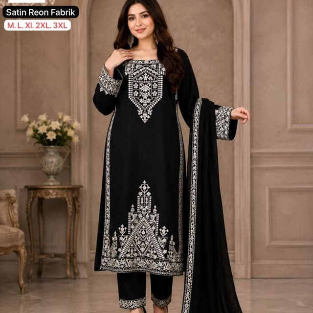 Black and White Salwar Kameez Set