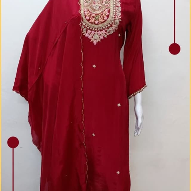 Maroon with gold and soft pink accents Salwar Kameez Set