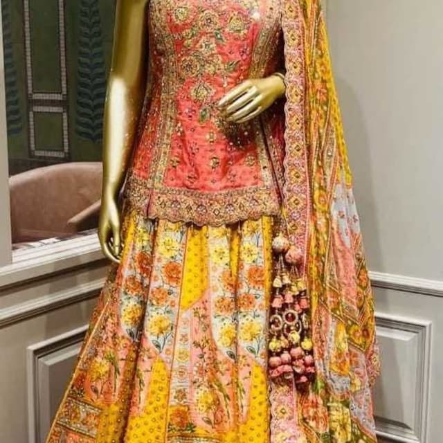 Yellow, Peach, Pink, Green, Multicolor Lehenga Choli