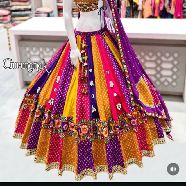 Mustard Yellow, Hot Pink, and Deep Purple Lehenga Choli