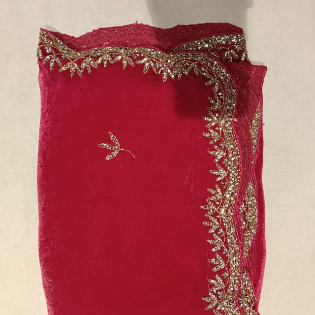 Deep pink/fuchsia base with gold and silver metallic accents Dupatta/Stole