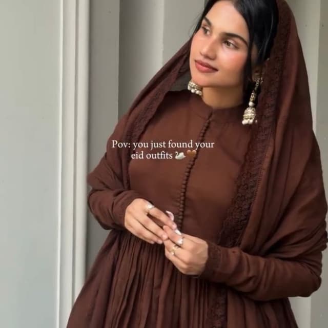 Monochromatic Deep Brown Anarkali Suit/Kurta Set