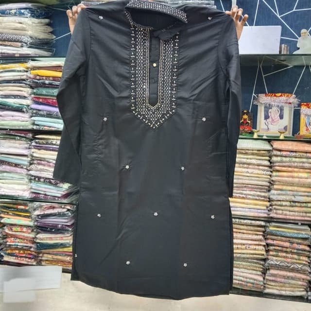 Solid Black Kurta