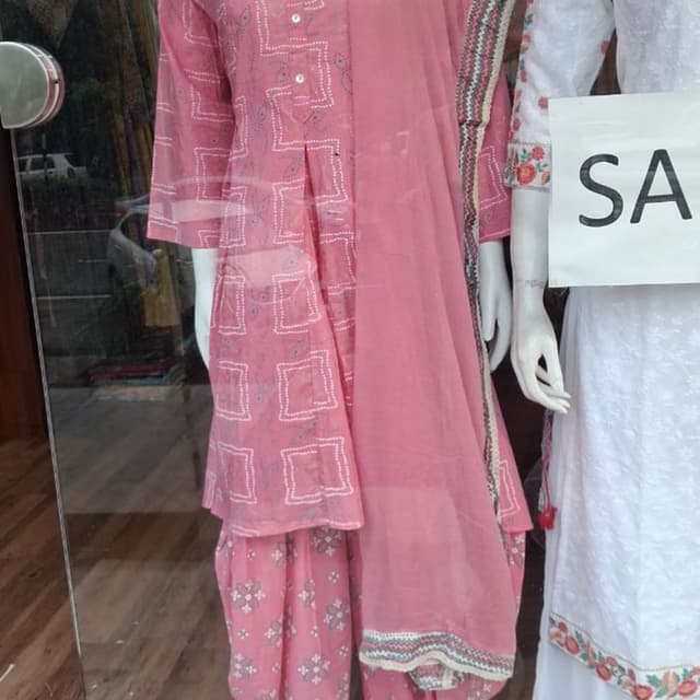 Pastel pink with white detailing Salwar Kameez