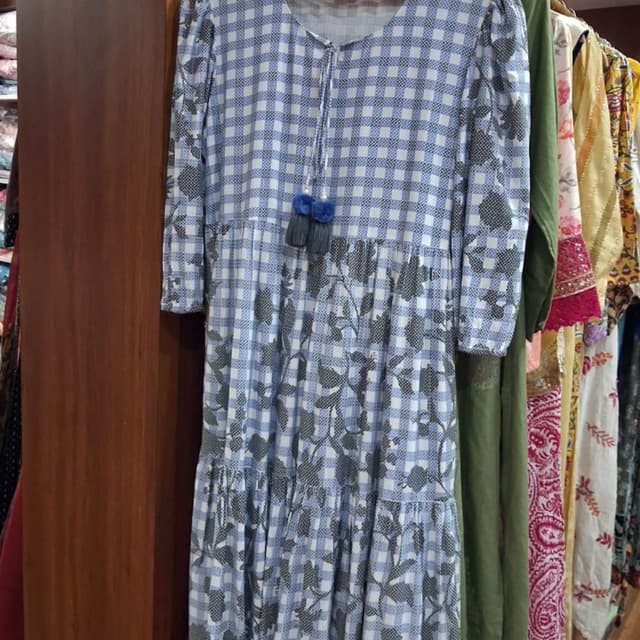 Blue, White, and Grey Dress