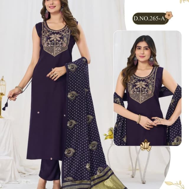Deep purple, gold Salwar Kameez suit