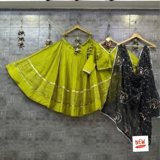 Olive green and black Lehenga Choli