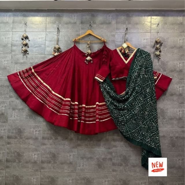 Maroon and Deep Green Lehenga Choli