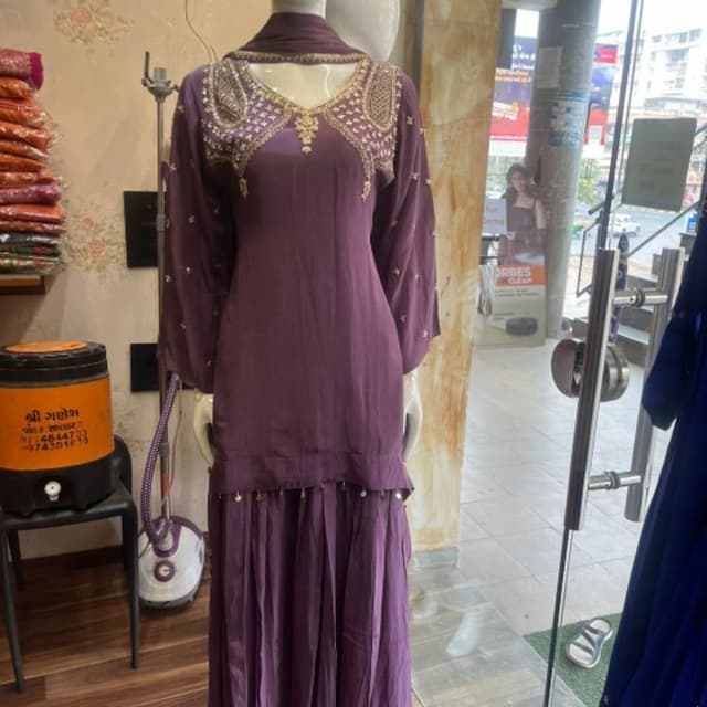 Deep Plum, Purple, Gold Sharara Suit
