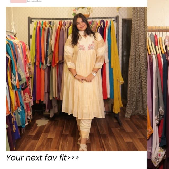 Cream, Off-white, soft pink accents Kurta Set