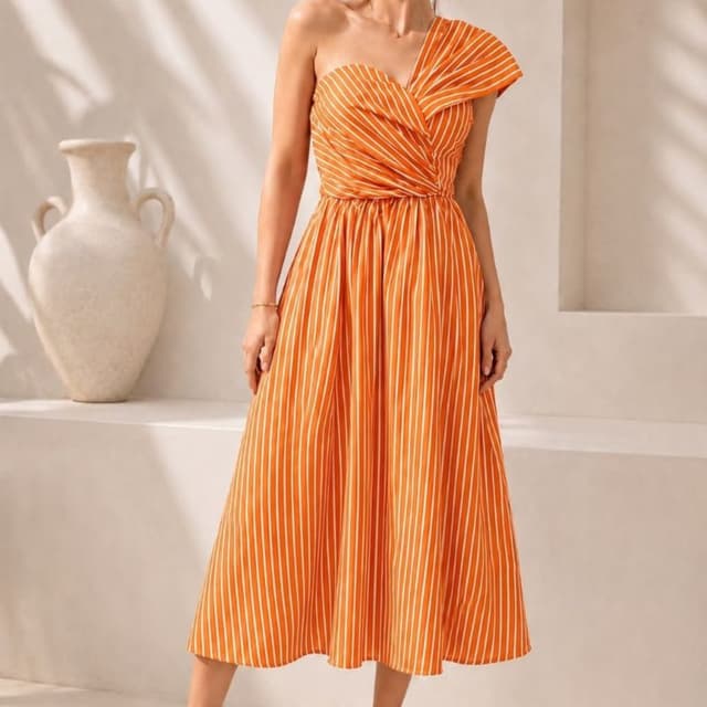 Vibrant orange and white Dress