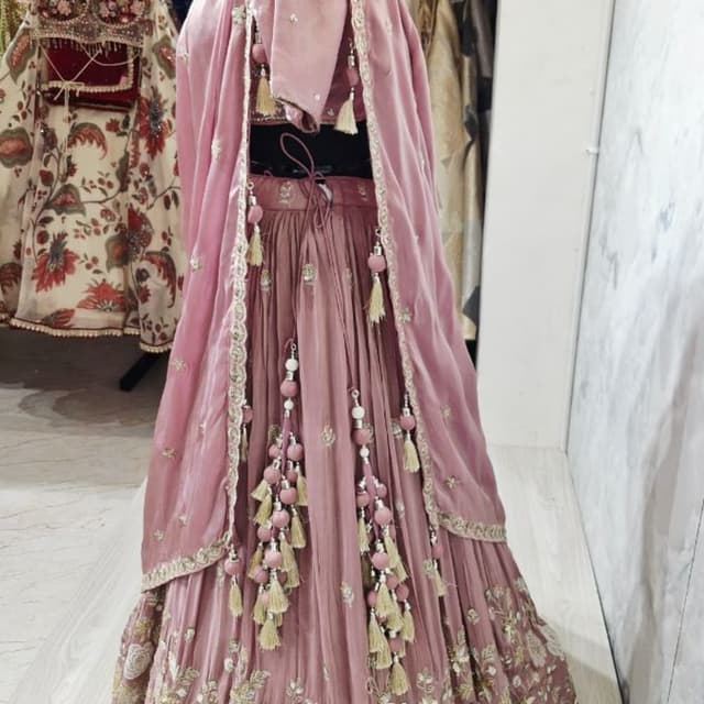 Dusty Pink, Champagne Gold Lehenga Choli