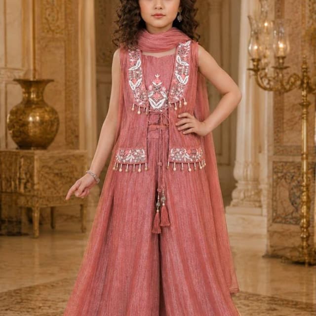Dusty Rose, Pink Palazzo Suit with Jacket