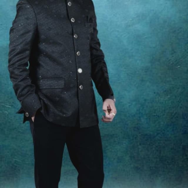 Black with subtle metallic sheen Jodhpuri Suit / Bandhgala