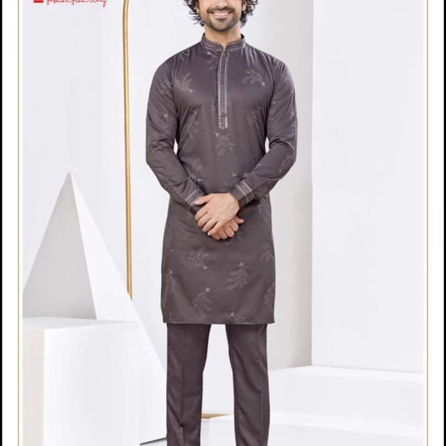 Dark brown or espresso brown Kurta with Pajama set