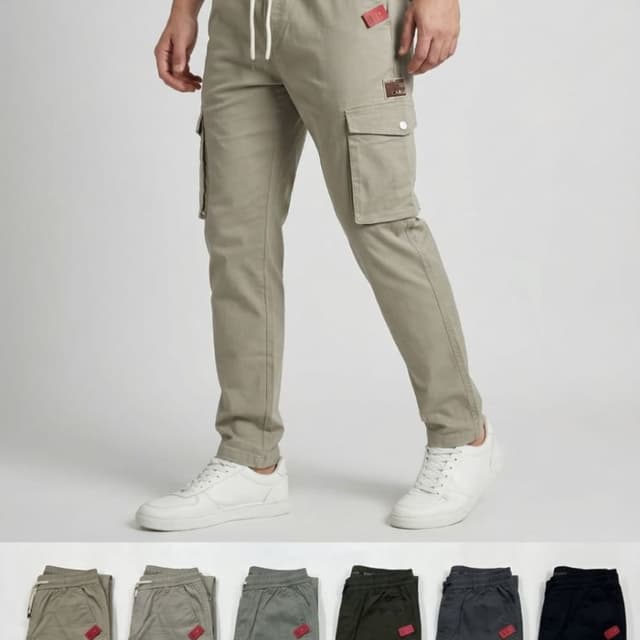 Khaki, Olive, Charcoal, Black, Neutral tones Cargo Pants