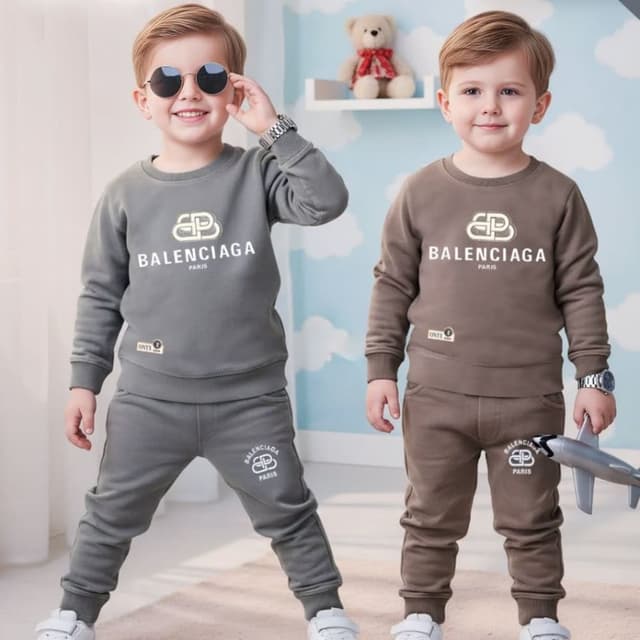 Grey, Brown, White Sweatshirt and Jogger Set