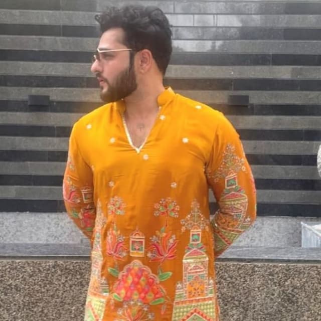 Mustard Yellow, Multicolored intricate embroidery Kurta