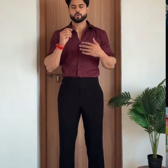 Burgundy and Black Formal Outfit (Shirt and Trousers)