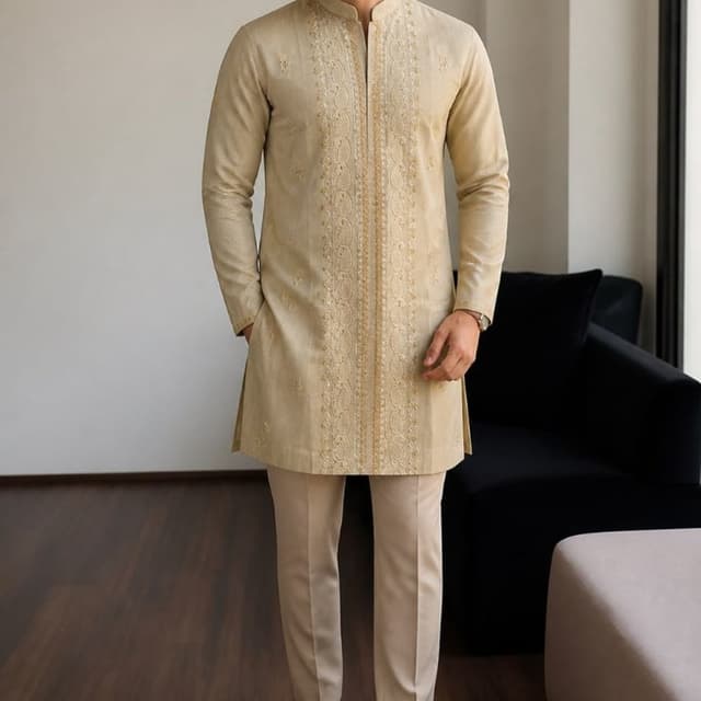 Beige, Cream, Light Gold Kurta with pants