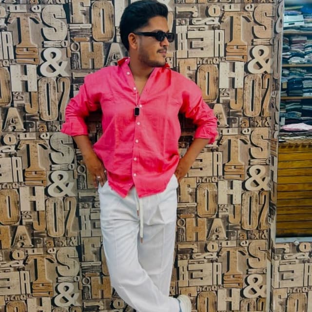 Hot pink, crisp white Shirt and Trousers Set