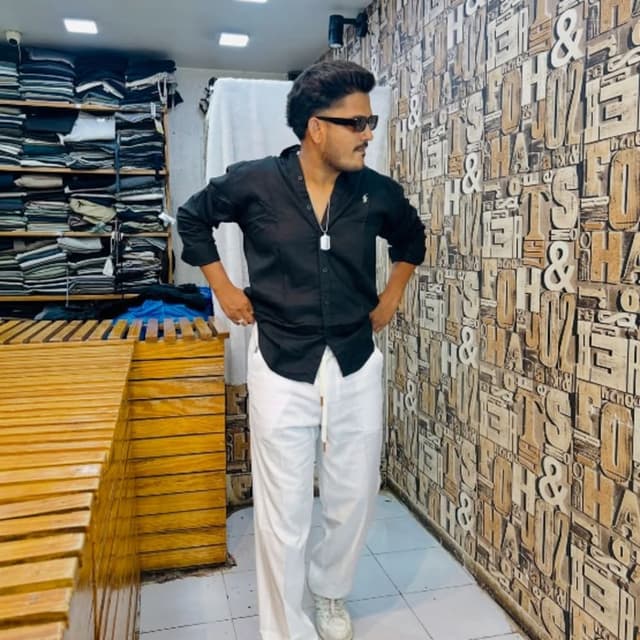 Black shirt and white trousers Shirt and Trousers Set