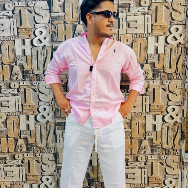 Light pink shirt and white trousers Shirt and Trousers ensemble