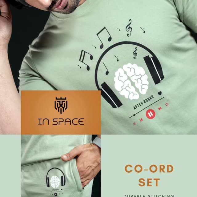 Sage Green base with Black graphic print Co-ord Set