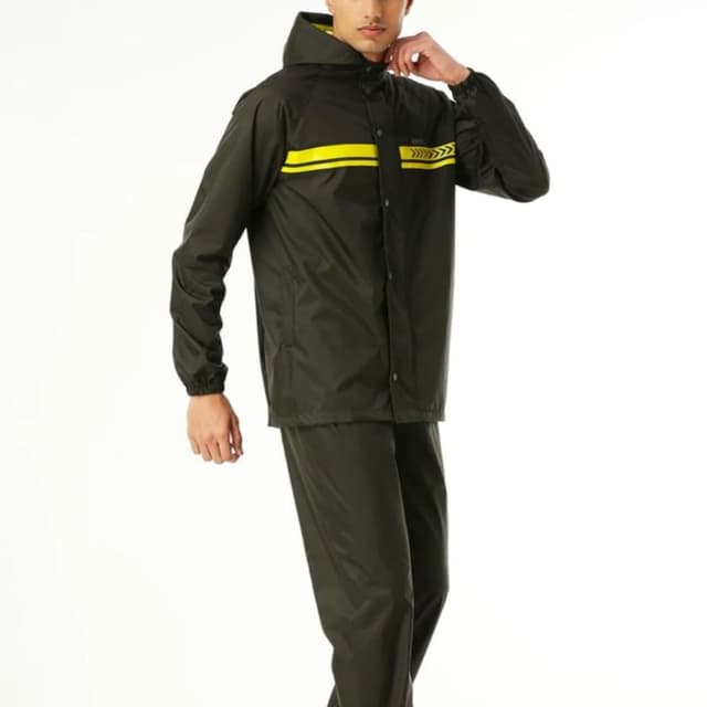 Olive green with yellow accents Raincoat set