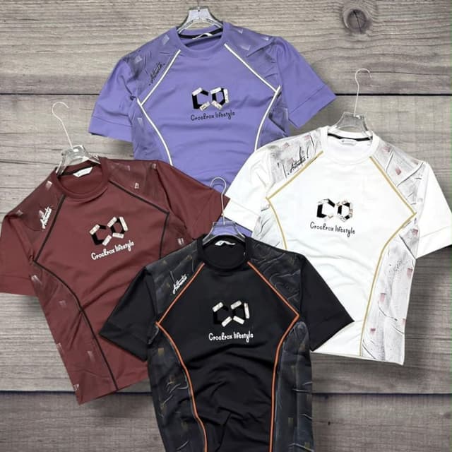 Lavender, Maroon, White, Black with contrast piping T-shirt