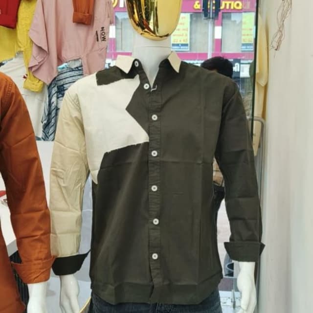 Olive Green, Cream Shirt