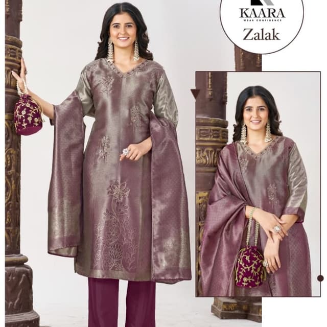 Deep mauve, plum, and subtle metallic gold/bronze tones Salwar Kameez Set