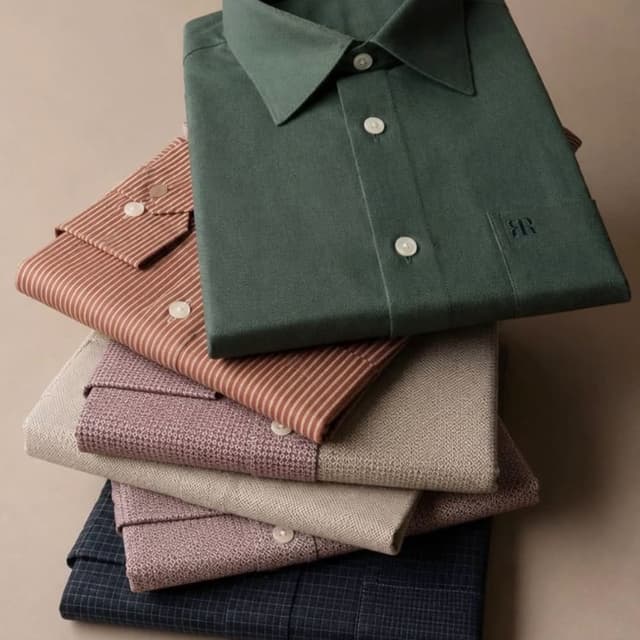 Dark green, terracotta stripe, beige/taupe, dark navy/charcoal check Dress Shirt