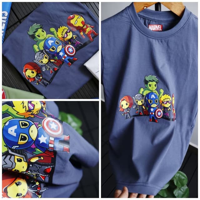 Blue, Multi-color graphic print T-shirt