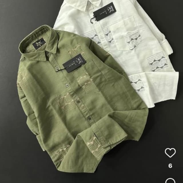 Olive Green and Off-White Shirt