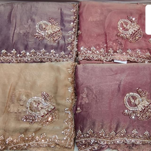 Mauve, Dusty Rose, Beige, Metallic Gold Saree