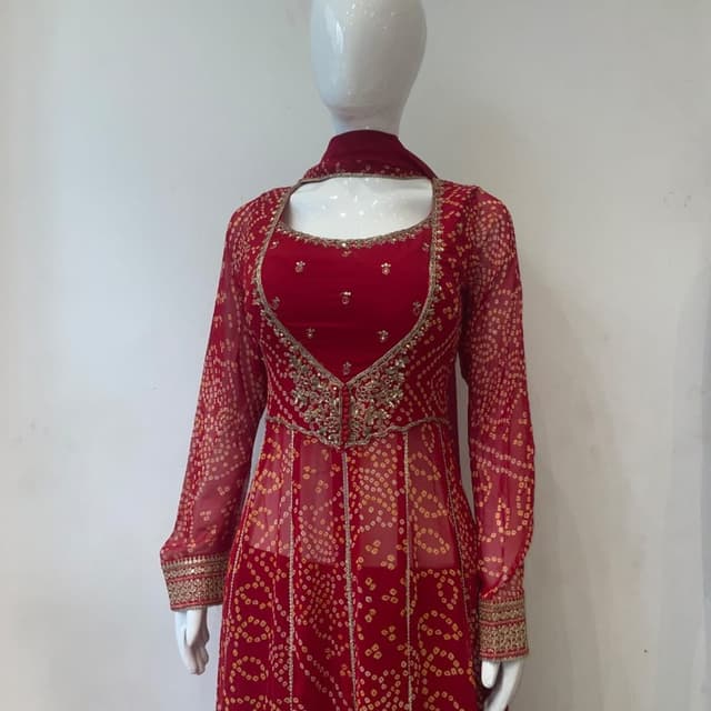Red and Gold Anarkali Suit