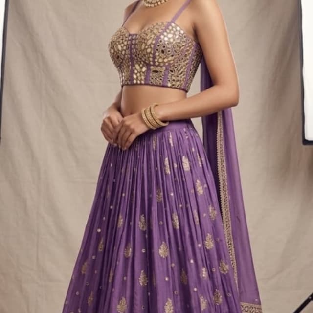 Deep purple with gold accents Lehenga Choli
