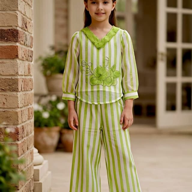 Lime Green and White Co-ord Set