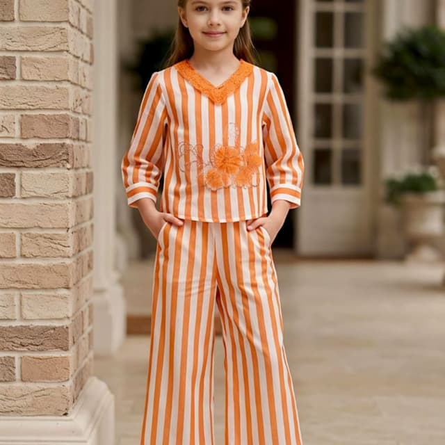 Orange and White Co-ord set