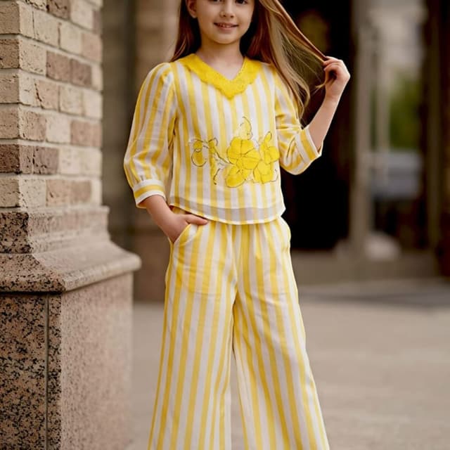 Yellow and white Co-ord set
