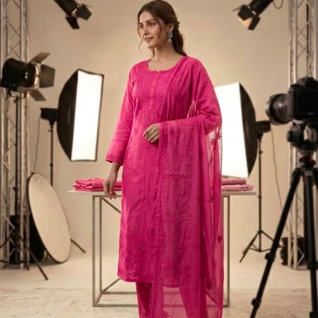 Fuchsia pink Kurta Set