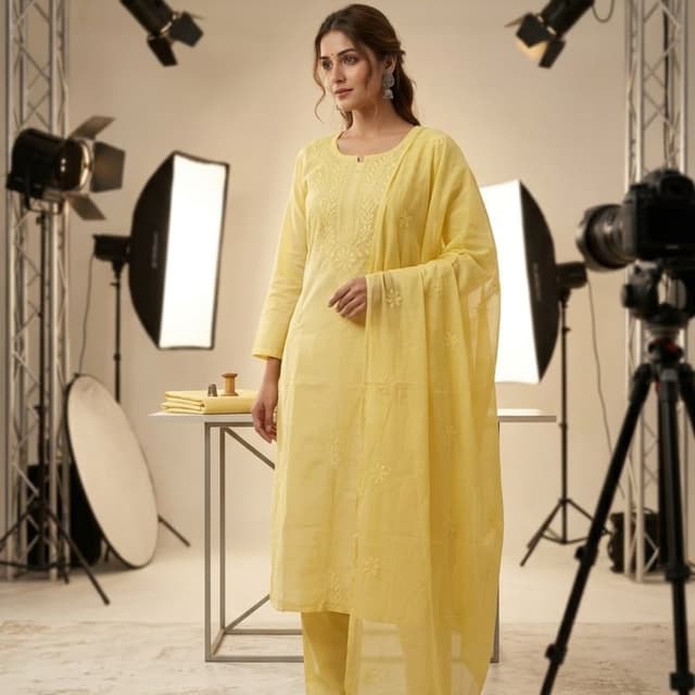 Pastel Yellow Salwar Kameez Set
