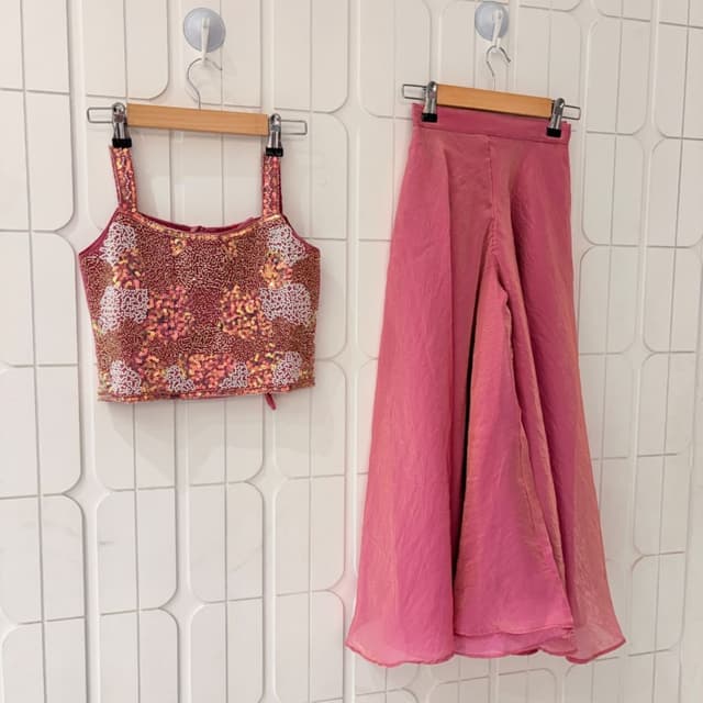 Pink, rose gold, and metallic accents Lehenga Choli