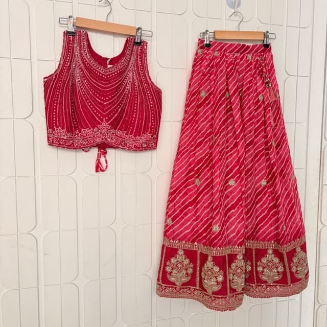 Magenta and Pink with Gold accents Lehenga Choli