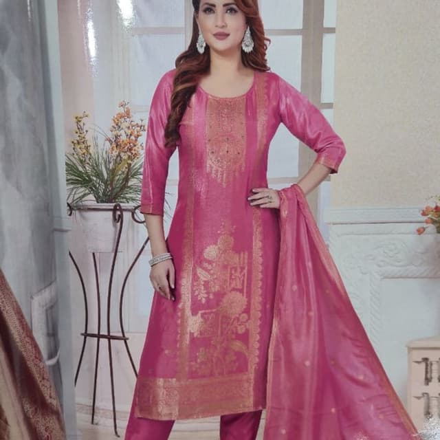 Pink and Gold Salwar Kameez Suit