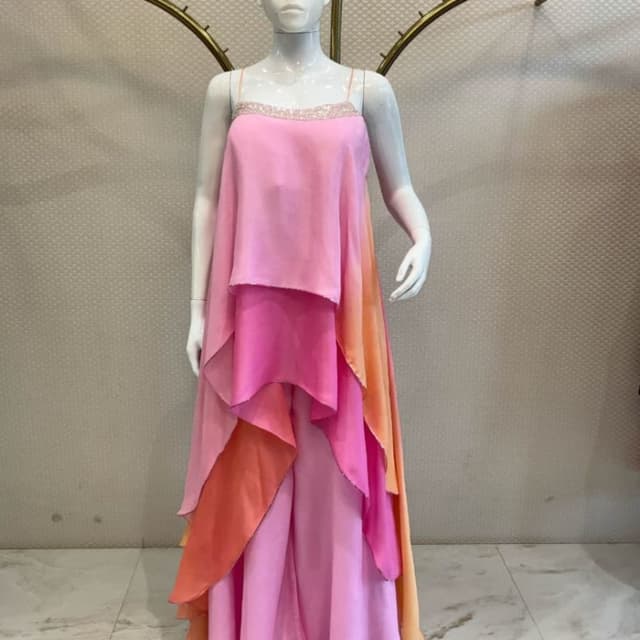 Ombre pink, coral, and orange Jumpsuit or Layered Dress